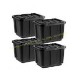 4ct IRIS 11.5G/46Qt Stackable Storage Bin, Black
