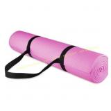 Fitvids 1/4" Non-Slip Yoga Mat & Strap, Pink