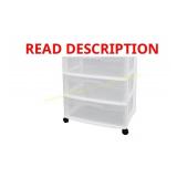 Sterilite 559544 3 Drawer Wide Cart
