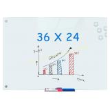Magnetic Glass Whiteboard 36 x 24, Frameless