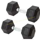 30 lb Dumbbell Set, Rubber Coated, 2 pcs