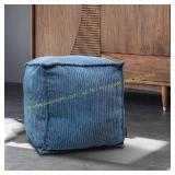 CAMZ Unstuffed Pouf Ottoman Cover, Navy 17.7"