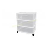 Sterilite 559544 3 Drawer Wide Cart