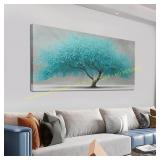 Tree of Life Wall Art   Teal Blue 24x48