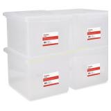 4ct STAPLES Plastic File Box with Snap Lid, Clear