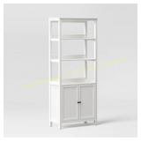72" Bookcase with Shelves and Cabinet (White)