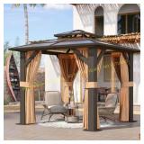 Brown Outdoor Gazebo, 8x8 ft, Aluminum frame BOX 2