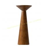 Walnut Round Wood Tall Pedestal End Table