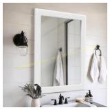 24x32 White Wood Frame Mirror