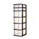 Homz Clear 6-Drawer Storage Tower, Black Frame