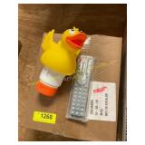 Clear Tv remote & Duck Pool chlorine dispenser