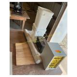 Organizer, plastic buckets, wood