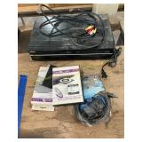 VHS, dvd player, cords