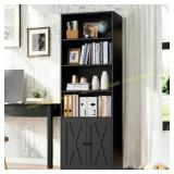 Vongrasig Farmhouse 6-Tier Bookcase, Black