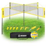 4 Square Volleyball Game Set: 16ft/32ft Court