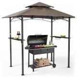 SUNCROWN Outdoor Grill Gazebo 8x5 Canopy Brown