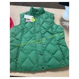 Womens S Quilted Puffer Green Vest