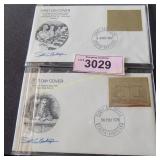 Two 23k gold stamps US 1st Day Issue Original
