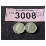 Uncirculated 1963 D and 1964 D Roosevelt  silver