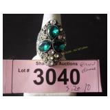 Simulated emerald and diamond ring  Size 10