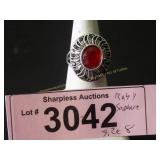 Simulated ruby and sapphire ring  Size 8