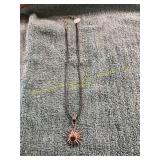20in Silver Colored Sun Burst Pendant Necklace
