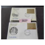 Two 23k gold stamps US 1st Day Issue Original