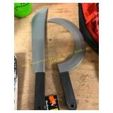 Halloween decor: fake knife, trick-or-treat bag