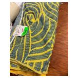Yellow and blue towel