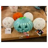 Assorted glowing pumpkins