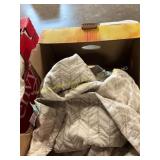 Tan blanket and pillow case size unknown