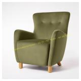 Kessler Wingback Chair, Olive Velvet