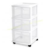 Homz 3-Tier Drawer Tower with Wheels - White