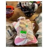 Pink and white striped towel