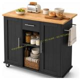 WHITE JY QAQA 42" Kitchen Island with Storage