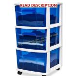 HOMZ 3-Tier Drawer Tower, Clear Blue Organizer cra