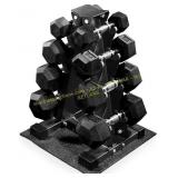 BalanceFrom Rubber Dumbbell Set with Rack