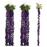 12Pcs Dark Purple Wisteria Hng Flowers 6.4ft