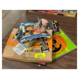 Halloween makeup crayons, coloring book, glasses