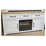 Savonport Brown/White TV Stand with Fireplace