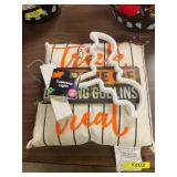 Halloween pillow, sign, table top