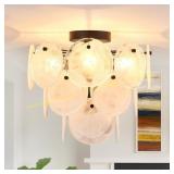 Black Glass Ceiling Light, 4-Light Fixture