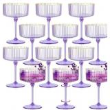 12 PCS Ribbed Purple Champagne Cups 10oz