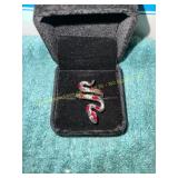 Ruby Colored Adjustable Snake Ring