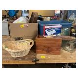 Weather Alert Radio, Vin. Jar, Baskets, Etc