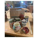Crocks, Flower Basket, Candles, Etc