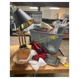 Duck Lamp, Longaberger Basket, Pot Holders, Etc