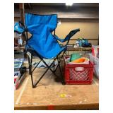 Camping Chair, Crate, Cloth Roll