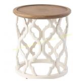 Cozayh Rustic Round End Table with Tray