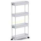 SPACEKEEPER 4-Tier Rolling Cart, Gray